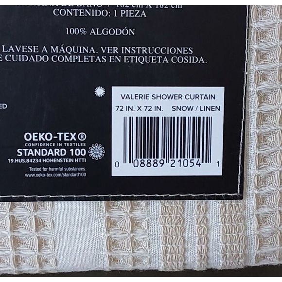 UGG Valerie Striped Fabric Shower Curtain 72 x 72 Inches 100% Cotton Snow/Linen - Picture 7 of 7